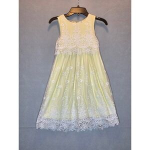 Blueberi Boulevard Girls Yellow Floral Lace Mesh Dress Size 6X Easter Wedding
